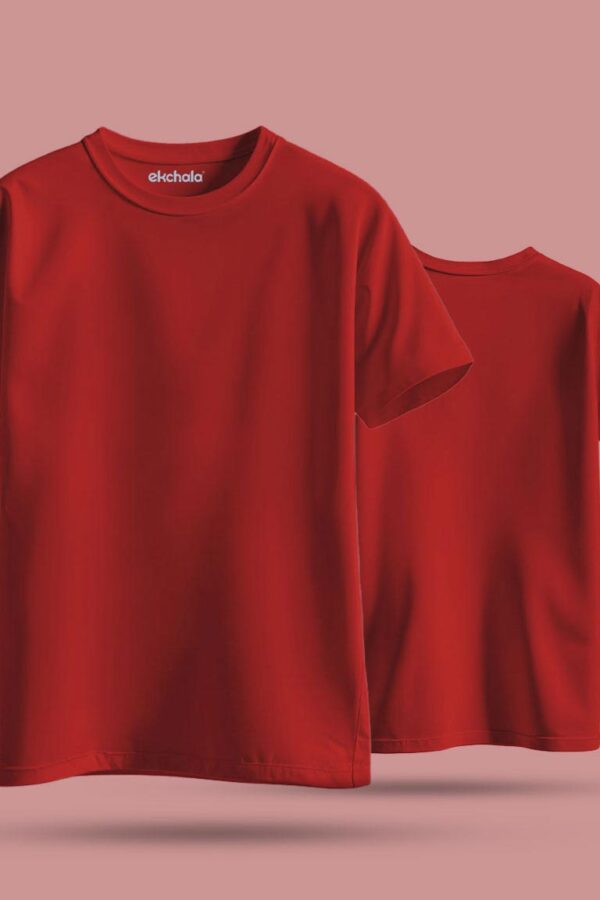 Maroon Color Unisex Regular T-shirt - Image 3