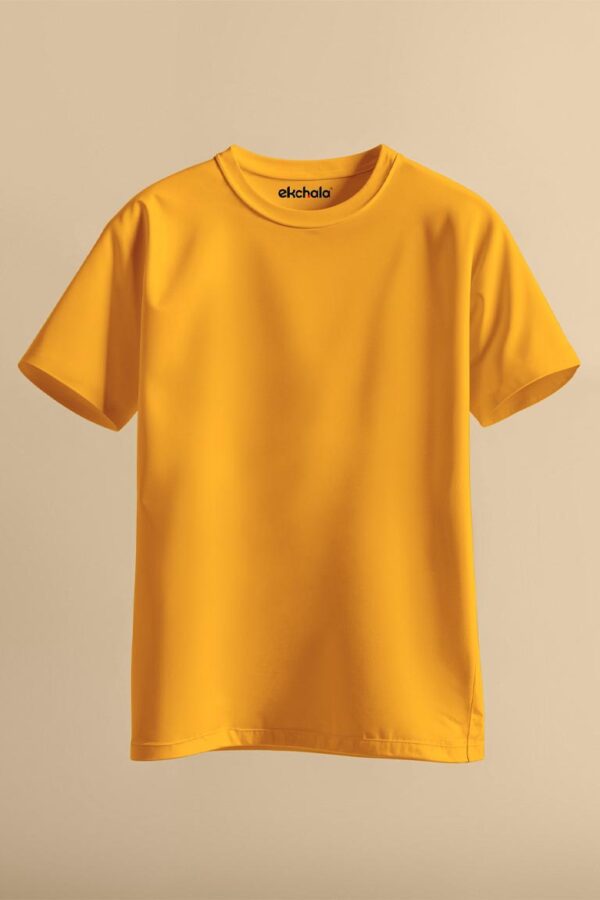 Golden Yellow Color Unisex Regular T-shirt - Image 3