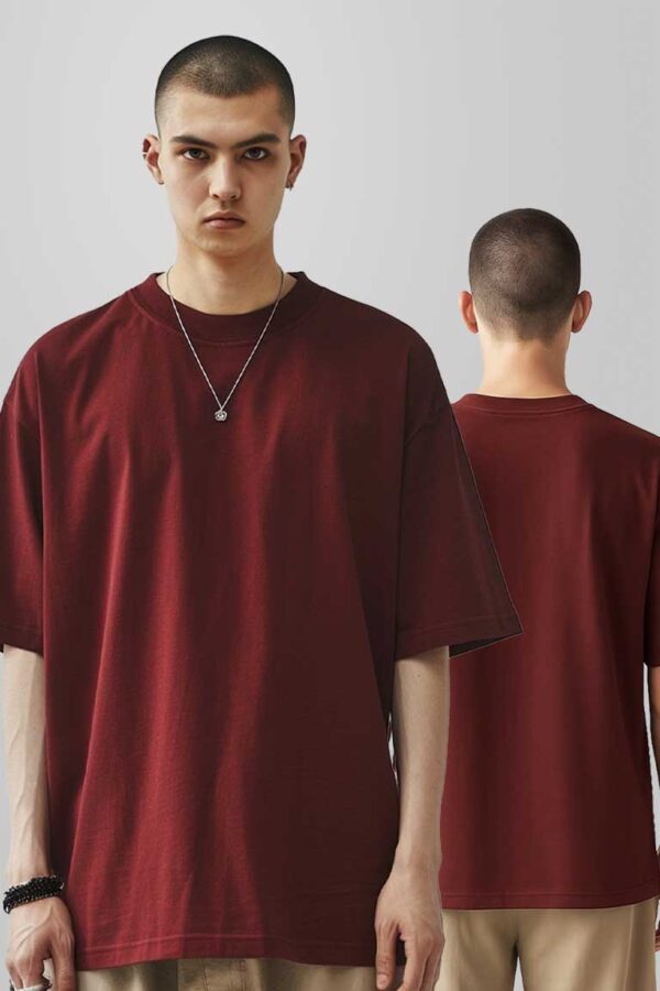 Wine Color Oversized T-shirt - Image 3