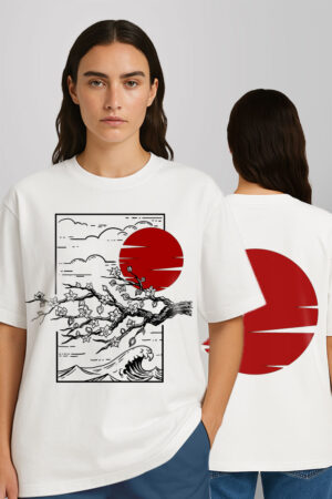 Cherry Bloosm Printed Women Oversized T-shirt