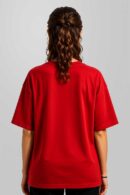 Tomato Red Oversized Printed T-shirt