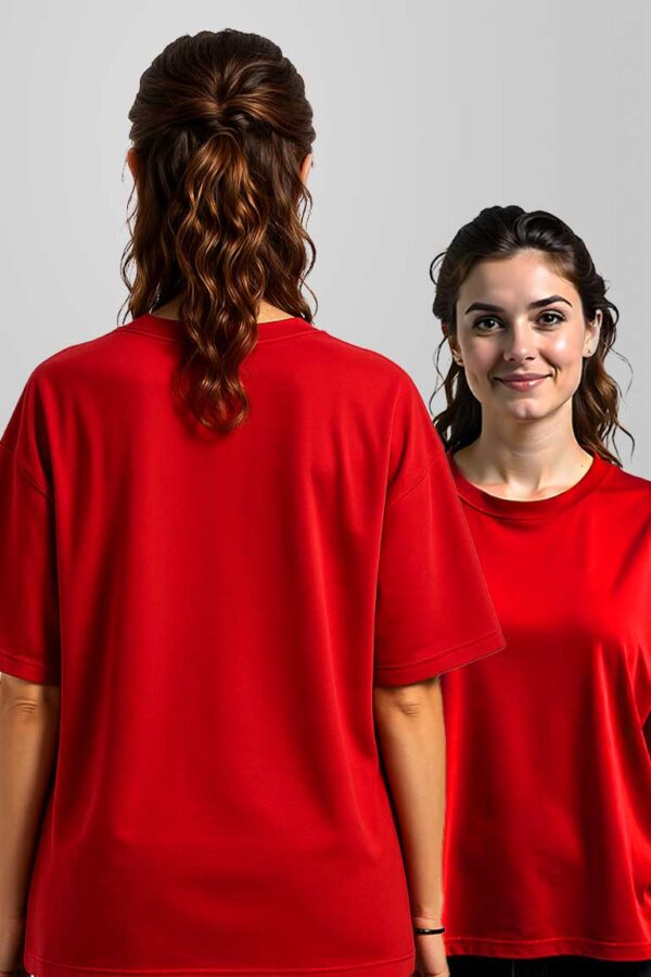 Tomato Red Oversized Printed T-shirt - Image 3