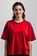 Tomato Red Oversized Printed T-shirt