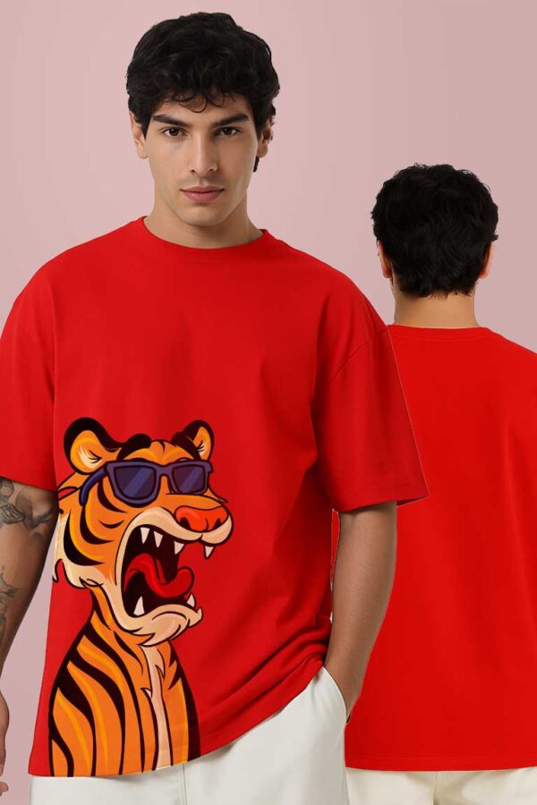 Tiger Print Men Oversized T-shirt - Image 2