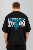 Wings Black Oversized Men T-shirt