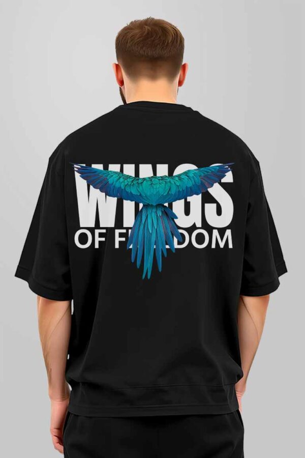 Wings Black Oversized Men T-shirt