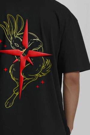 Rabbit Puff Print Oversized T-shirt