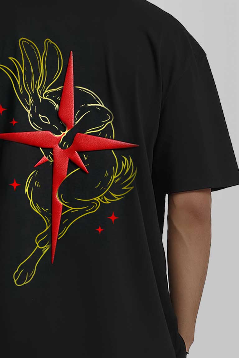 Rabbit Puff Print Oversized T-shirt